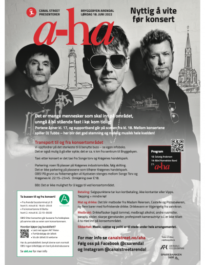 a-ha concert info page for newspaper