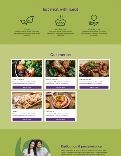 Finished n.Eat website homepage